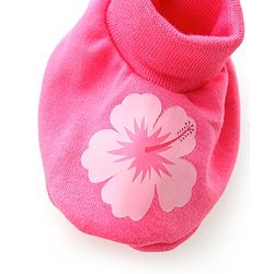 Babyhug 100% Cotton Knit Mittens & Booties Set Floral Print- Pink