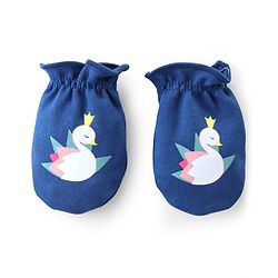 Babyhug 100% Cotton Mittens & Booties With Swan Print - Blue