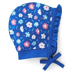 Babyhug 100% Cotton Bonnet Cap Floral Print Pack of 2 - Blue & Yellow