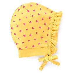 Babyhug 100% Cotton Bonnet Cap Floral Print Pack of 2 - Blue & Yellow