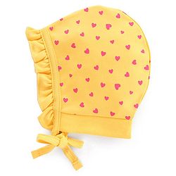 Babyhug 100% Cotton Bonnet Cap Floral Print Pack of 2 - Blue & Yellow