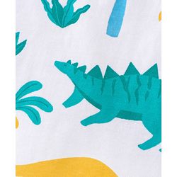 Babyhug Single Jersey Knit Half Sleeves Night Suit with Dino Print - White