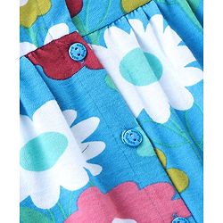 Babyhug Cotton Knit Half Sleeves Night Suit With Floral Print - Blue