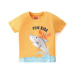 Babyhug Cotton Single Jersey Knit Half Sleeves Night Suit with Shark Print - Multicolor