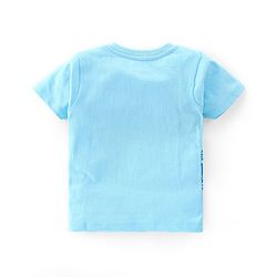 Babyhug Cotton Single Jersey Knit Half Sleeves Night Suit Stripes & Turtle Print - Blue