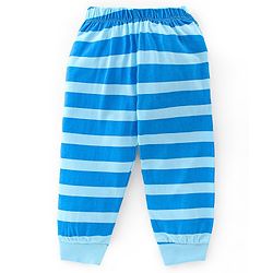 Babyhug Cotton Single Jersey Knit Half Sleeves Night Suit Stripes & Turtle Print - Blue