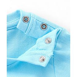 Babyhug Cotton Single Jersey Knit Half Sleeves Night Suit Stripes & Turtle Print - Blue