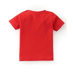 Babyhug Cotton Knit Half Sleeves Night Suit With Kitty Print - Red