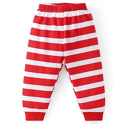 Babyhug Cotton Knit Half Sleeves Night Suit With Kitty Print - Red