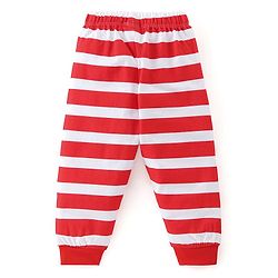 Babyhug Cotton Knit Half Sleeves Night Suit With Kitty Print - Red