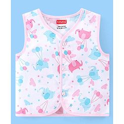 Babyhug 100% Cotton Front Open Sleeveless Jhablas Elephant & Polka Dots Print Pack of 5 - Multicolour