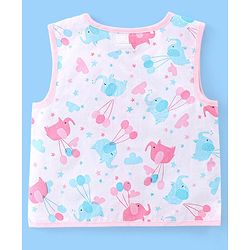 Babyhug 100% Cotton Front Open Sleeveless Jhablas Elephant & Polka Dots Print Pack of 5 - Multicolour