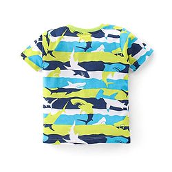 Babyhug Single Jersey Knit Half Sleeves Night Suit Shark Print - Multicolour