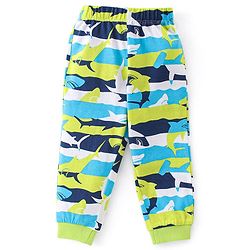 Babyhug Single Jersey Knit Half Sleeves Night Suit Shark Print - Multicolour