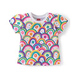 Babyhug Cotton Single Jersey Knit Half Sleeves Night Suit Floral Print - Multicolour