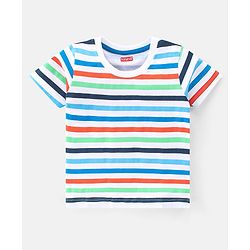 Babyhug 100% Cotton Knit Half Sleeves T-Shirt With Stripe & Text Graphics Pack Of 3 - Multicolour