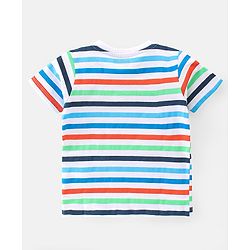Babyhug 100% Cotton Knit Half Sleeves T-Shirt With Stripe & Text Graphics Pack Of 3 - Multicolour