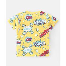 Babyhug 100% Cotton Knit Half Sleeves T-Shirt With Stripe & Text Graphics Pack Of 3 - Yellow & Blue