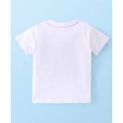 Babyhug Cotton Knit Half Sleeves Night Suit With Fox Print - White & Red