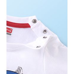 Babyhug Cotton Knit Half Sleeves Night Suit With Fox Print - White & Red