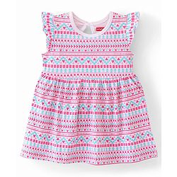 Babyhug  Cotton Jersey Knit Frill Sleeves Frock with Floral Print Pack of 2 - Multicolour