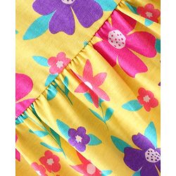 Babyhug Cotton Jersey Sleeveless Floral Printed Frock - Yellow