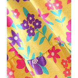 Babyhug Cotton Jersey Sleeveless Floral Printed Frock - Yellow