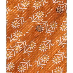 Babyhug Cotton Full Sleeves Dhari Printed Kurta Dhoti Set - Mustard