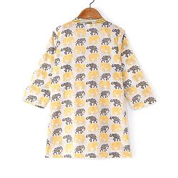 Babyhug 100% Cotton Woven Full Sleeves Kurta & Dhoti Set With Elephant Print - Yellow
