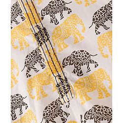Babyhug 100% Cotton Woven Full Sleeves Kurta & Dhoti Set With Elephant Print - Yellow