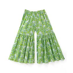 Babyhug 100% Cotton Woven Three Fourth Sleeves Kurti Palazzo & Dupatta Floral Print - Green