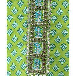 Babyhug 100% Cotton Woven Three Fourth Sleeves Kurti Palazzo & Dupatta Floral Print - Green