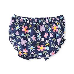 Babyhug Cotton Jersey Full Sleeves Frock With Bloomer Floral Print - Navy