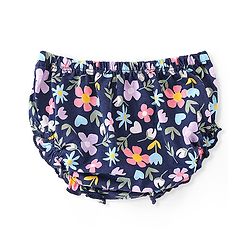 Babyhug Cotton Jersey Full Sleeves Frock With Bloomer Floral Print - Navy
