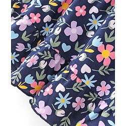 Babyhug Cotton Jersey Full Sleeves Frock With Bloomer Floral Print - Navy