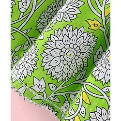 Babyhug Cotton Woven Three Fourth Sleeves Floral Print Kurti & Palazo Dupatta Set with Lace Detailing   - Green