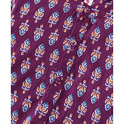 Babyhug Cotton Full Sleeves Hand Block Printed Kurta & Pyjama Set - Magenta & White