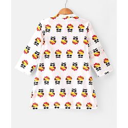 Babyhug 100% Cotton Woven Full Sleeves Turban Foil Printed Kurta & Pyjama Set - White