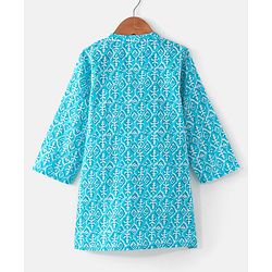 Babyhug Cotton Woven Full Sleeves  Foil Printed Kurta & Pyjama Set - Blue