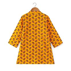 Babyhug 100% Cotton Woven Full Sleeves Floral Printed Kurta Pajama Set - Yellow