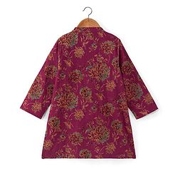 Babyhug 100% Cotton Woven Full Sleeves Floral Printed Kurta & Dhoti Set - Magenta