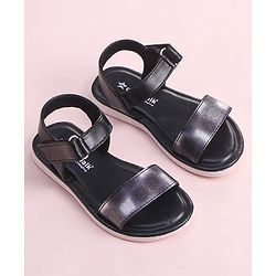 Cute Walk by Babyhug Velcro Closure Sandal With Double Foil Texture Effect - Black