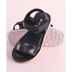 Cute Walk by Babyhug Velcro Closure Sandal With Double Foil Texture Effect - Black
