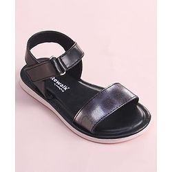 Cute Walk by Babyhug Velcro Closure Sandal With Double Foil Texture Effect - Black