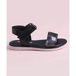 Cute Walk by Babyhug Velcro Closure Sandal With Double Foil Texture Effect - Black