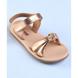 Cute Walk by Babyhug Velcro Closure Sandal with Knot Design - Golden