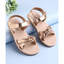 Cute Walk by Babyhug Velcro Closure Sandal with Knot Design - Golden