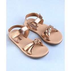 Cute Walk by Babyhug Velcro Closure Sandal with Knot Design - Golden