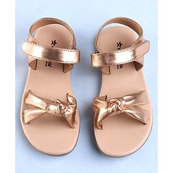 Cute Walk by Babyhug Velcro Closure Sandal with Knot Design - Golden