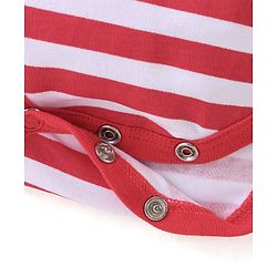 Babyhug 100% Cotton Knit Half Sleeves Onesie Striped & Teddy Print - Red